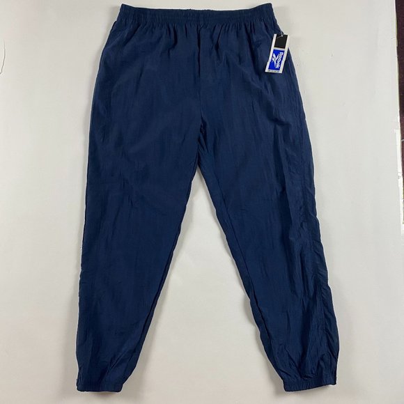 Vintage NWT Reebok Windbreaker Pants Mens 2XL Blue Nylon Track Running Ankle Zip - Picture 1 of 13